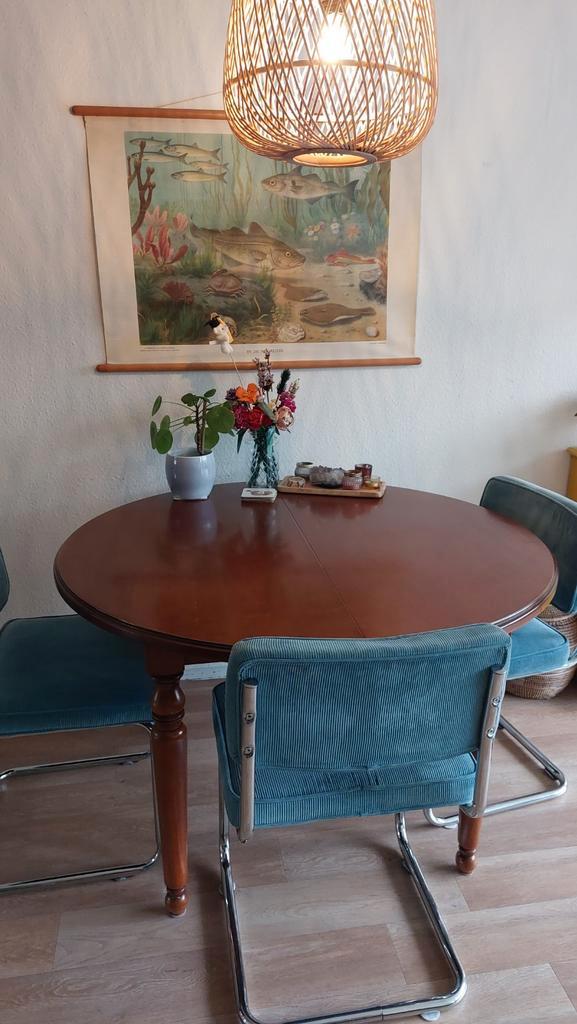 Vintage eettafel, Huis en Inrichting, Tafels | Eettafels, Gebruikt, 100 tot 150 cm, 150 tot 200 cm, Vier personen, Rechthoekig