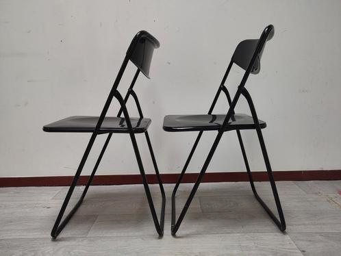 Vintage Ikea klapstoel Ted Niels Gammelhaard stoel zwart, Huis en Inrichting, Stoelen, Gebruikt, Twee, Kunststof, Metaal, Zwart