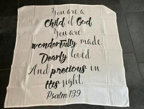 Nieuw!! Groot hydrofiele doek met bijbeltekst psalm 139, Kinderen en Baby's, Badjes en Verzorging, Nieuw, Overige typen, Overige merken