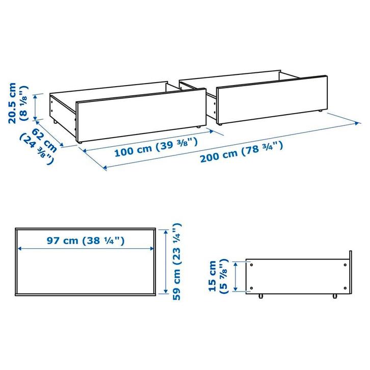 Ikea Malm bedlade voor hoog bedframe, Huis en Inrichting, Slaapkamer | Bedden, Gebruikt, Eenpersoons, 100 cm, 200 cm, Hout, Wit