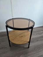 Mooie ronde bijzettafel met glazen blad, Huis en Inrichting, Ophalen