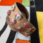 Noosa Amsterdam Leren Riem (mt 85) met chunks, Bruin, Echt leder, Ophalen of Verzenden, Gedragen