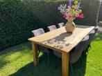 6 Eetkamer stoelen en een robuuste eiken eettafel, Huis en Inrichting, Stoelen, Ophalen, Gebruikt, Bruin, Vijf, Zes of meer stoelen