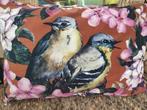 Kussenhoes/ vulling met vogels en bloemen   fluweel achtig, Ophalen of Verzenden, Zo goed als nieuw, Vierkant