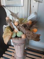 Kunstbloemen in Aardewerk Vaas met Lichtjes, Ophalen, Zo goed als nieuw