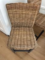 Twee mooie rotan barkrukken met houten onderstel, Huis en Inrichting, Ophalen, Gebruikt, Twee, Bruin