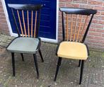 2x Leuke Spijlenstoel - vintage retro mid century stoel, Huis en Inrichting, Stoelen, Ophalen, Gebruikt, Twee, Zwart