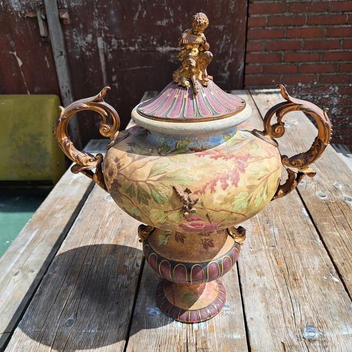 Antieke Vaas met deksel en Cherubijnen, Antiek en Kunst, Antiek | Vazen, Ophalen