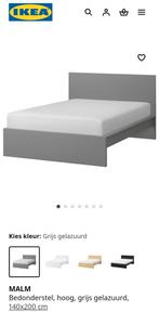 Bed 140x200, Huis en Inrichting, Slaapkamer | Bedden, Tweepersoons, Zo goed als nieuw, Grijs, Hout