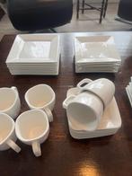 Let op == Wit serviesgoed - 6 kopjes, borden, 8 bakjes, Huis en Inrichting, Keuken | Servies, Gebruikt, Ophalen of Verzenden, Effen