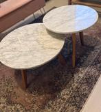 2x bijzettafel / salontafel marmer Zuiver, Ophalen, 50 tot 100 cm, Rond, Zo goed als nieuw