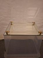 Vintage dienblad met glazen spiegel blad, Gebruikt, Ophalen of Verzenden, Glas, Modern