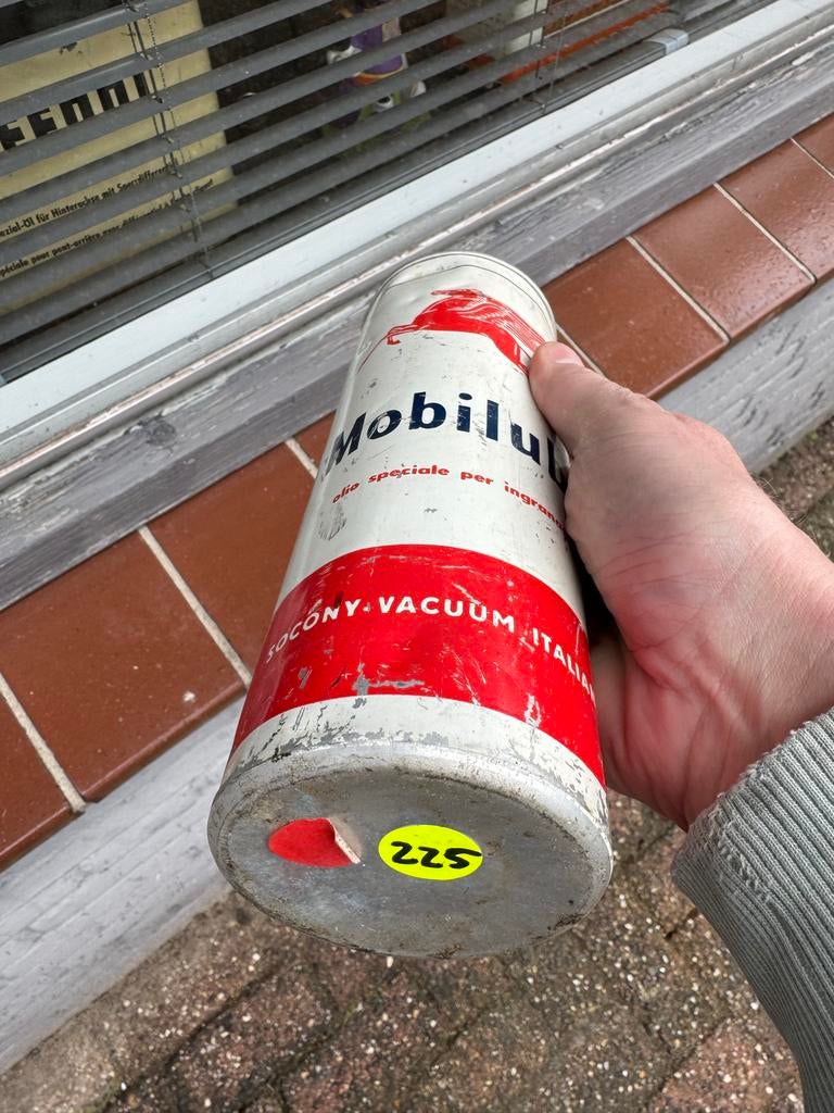 Vintage Mobilube Olieblik - Zeldzaam!, Ophalen of Verzenden