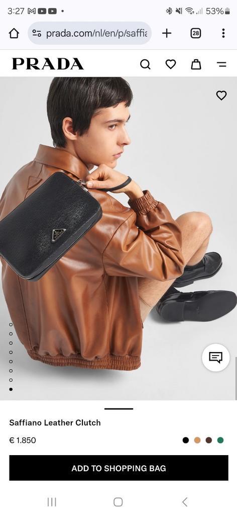 Prada saffiano leather clutch for men, Sieraden, Tassen en Uiterlijk, Portemonnees, Zo goed als nieuw, Ophalen of Verzenden