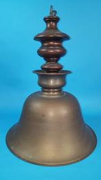 Grote antieke industriële koperen hanglamp, grote kap. S4, Ophalen of Verzenden, Gebruikt, Minder dan 50 cm