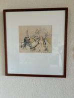 Zeefdruk Hoogewegse molen in Noordwijk ingelijst, Antiek en Kunst, Ophalen