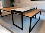 Salontafel + overschuiftafel Montèl Tempo – eiken & keramiek, Huis en Inrichting, Tafels | Salontafels, Ophalen, Eikenhout, 50 tot 100 cm