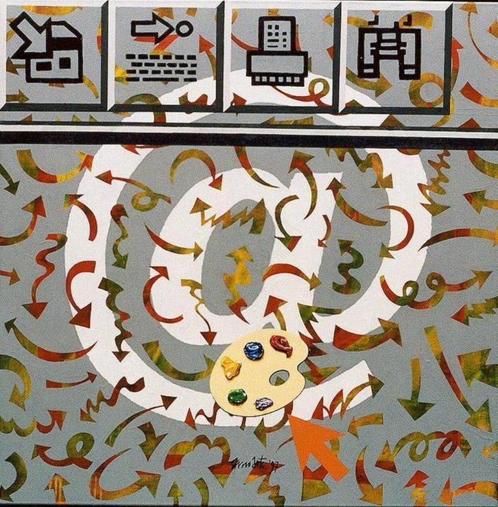 Internet WIT acryl schilderij van  Arno Arts, Antiek en Kunst, Kunst | Schilderijen | Abstract, Ophalen