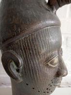 Bronzen Koningshoofd uit Benin- Nigeria (Afrikaanse kunst), Ophalen of Verzenden