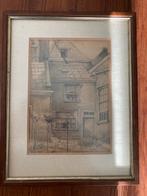 Oud schilderijtje met stadsgezicht, Ophalen of Verzenden