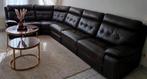 Bruine lederen hoekbank, Huis en Inrichting, Ophalen, Zo goed als nieuw