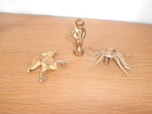 Koper Beeldjes Manneke Pis - Kikker - Spin - Gans 1960, Antiek en Kunst, Antiek | Koper en Brons, Koper, Verzenden