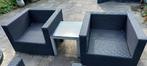 Luxe tuinstoelen (4) en tafeltjes (2), Ophalen, 4 zitplaatsen, Gebruikt, Bijzettafel