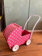 Houten Poppenwagen roze met stippen, Kinderen en Baby's, Speelgoed | Houten speelgoed, Ophalen, Zo goed als nieuw