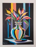 vaas met bloemen, zelf geschilderd op acryl, Antiek en Kunst, Kunst | Schilderijen | Abstract, Ophalen
