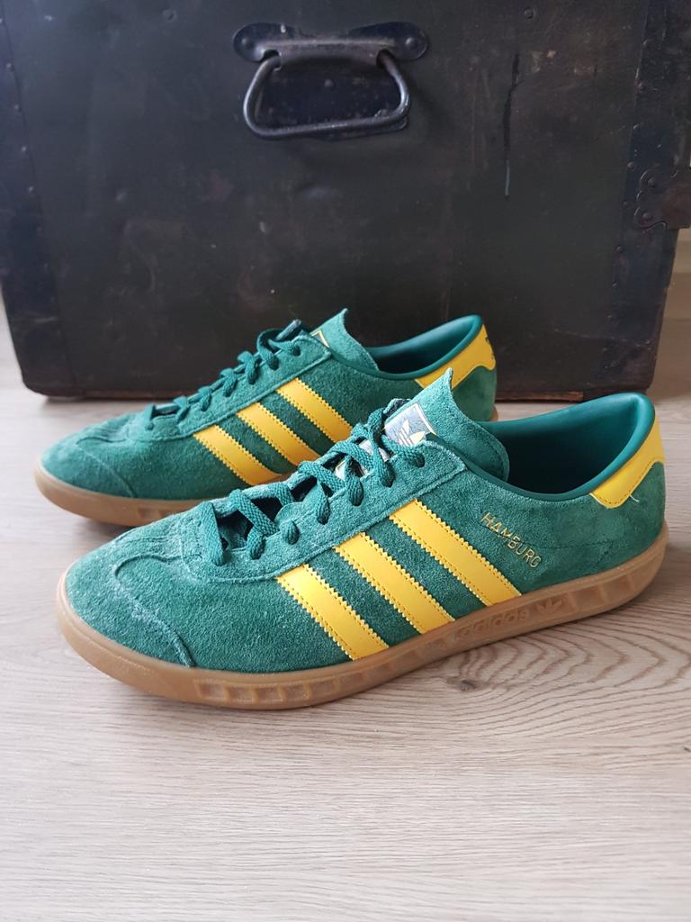 Adidas Hamburg Originals maat 42. Zgan Groen met gele streep, Kleding | Heren, Schoenen, Ophalen of Verzenden, Zo goed als nieuw