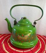 Retro Vintage Emaille Theepot Koffiepot bloemen, Ophalen of Verzenden, Huis en Inrichting
