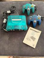 Nintendo 64 Ice Blue + 2 Controllers + originele handleiding, Spelcomputers en Games, Spelcomputers | Nintendo 64, Ophalen, Gebruikt