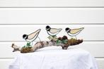 mooie glas in lood tafel stuk met 3 strandlopertjes, Ophalen of Verzenden