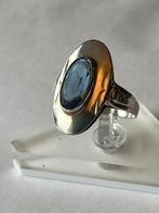 Art Deco zilveren ring Aquamarijn, Sieraden, Tassen en Uiterlijk, Ringen, 18 tot 19, Verzenden, Zo goed als nieuw, Met edelsteen