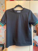 Top t-shirt zwart groen glitter randje mouw pieces 36, Zwart, Ophalen of Verzenden, Zo goed als nieuw, Korte mouw