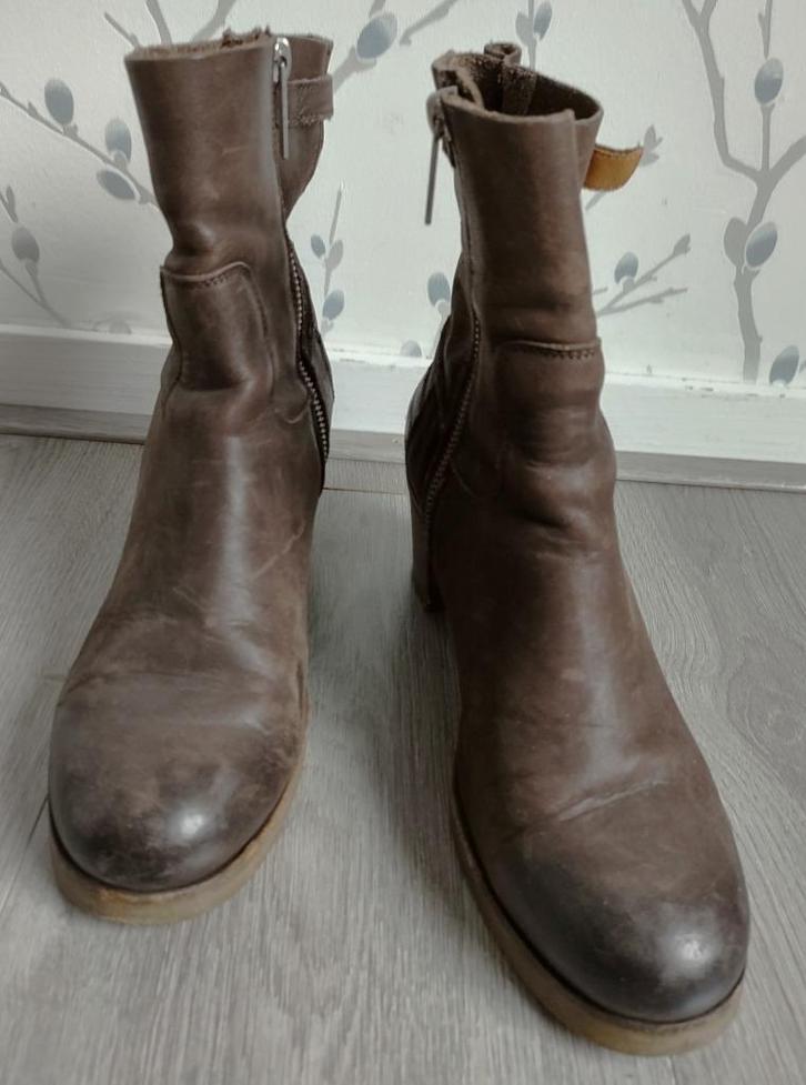 SHABBIES Bruine, Leren Enkellaarzen maat 39, Kleding | Dames, Schoenen, Zo goed als nieuw, Lage of Enkellaarzen, Bruin, Ophalen of Verzenden