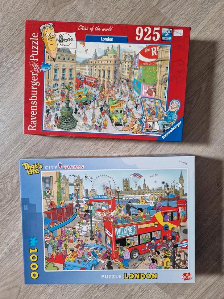2 x legpuzzels Londen THATS LIFE en  FLERROUX, Hobby en Vrije tijd, Denksport en Puzzels, Zo goed als nieuw, Legpuzzel, 500 t/m 1500 stukjes