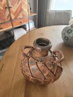 Leuk kruikje metaal met leer, Huis en Inrichting, Woonaccessoires | Schalen en Manden, Ophalen of Verzenden, Zo goed als nieuw