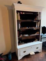 Houten witte boekenkast met lade, Huis en Inrichting, Ophalen, Gebruikt, 100 tot 150 cm, 200 cm of meer