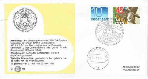 Nederland 1981  795 29e Congres Europese Vrijmetselaars, Postzegels en Munten, Brieven en Enveloppen | Nederland, Envelop, Ophalen of Verzenden