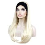 Pruik lichtblond lang steil haar met haarband, Verzenden, Nieuw, Pruik of Haarverlenging