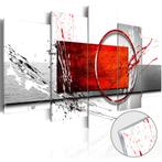 6 Abstract Rood Grijs Acrylglas Schilderij 5 Luik 200x100cm, Ophalen of Verzenden