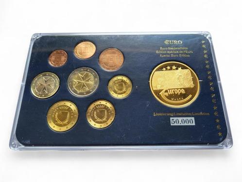 Malta Euromuntset 2008 UNC met penning in hard plastic behui, Postzegels en Munten, Munten | Europa | Euromunten, Setje, 2 euro