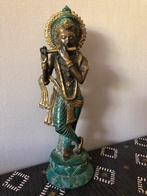 Bronzen Krishna Beeld met Bladgoud, Antiek en Kunst, Ophalen of Verzenden, Brons