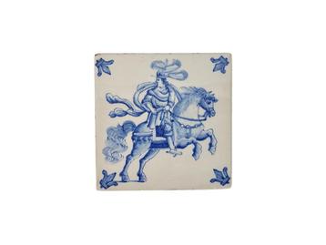 Westraven keramiek - Ruiter te paard - tegel - 19e eeuw beschikbaar voor biedingen