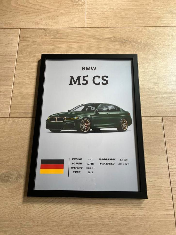 Poster BMW M5 CS, Verzamelen, Posters, Nieuw, A4 of kleiner, Rechthoekig Staand, Ophalen of Verzenden