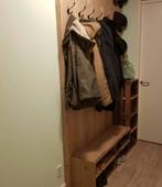 Steigerhouten kapstok/gangmeubel met bankje en kratjes, Wandkapstok, Gebruikt, Ophalen of Verzenden, Minder dan 100 cm