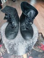 Vintage leren enkellaarsjes maat 40, Zwart, Boots, Ophalen of Verzenden, Gedragen