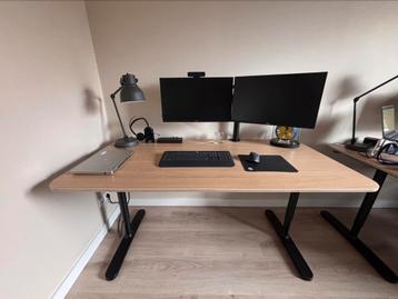 2x Bureau verstelbaar 160x80cm eiken/zwart