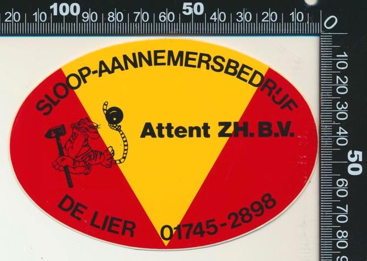 Sticker: Sloop Aannemersbedrijf Attent - De Lier, Verzamelen, Stickers, Zo goed als nieuw, Bedrijf of Vereniging, Ophalen of Verzenden